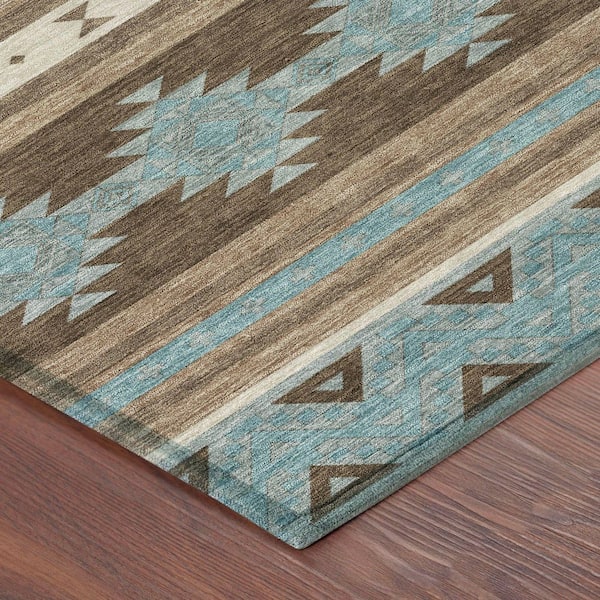 Chantille Machine Washable Indoor/Outdoor Abstract ACN2561 Chocolate 2 ft. x 7 ft. Runner Rug