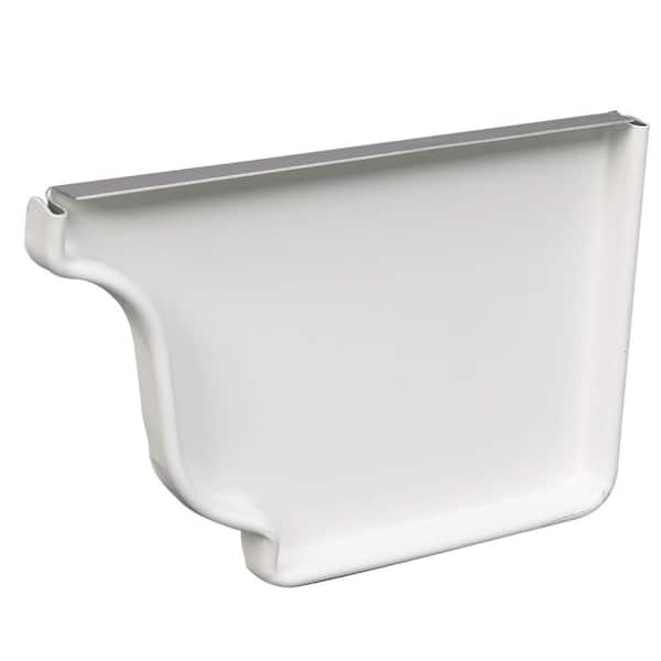 DISCOUNTINUED 5 in. White Galvanized Steel K Style Right End Cap