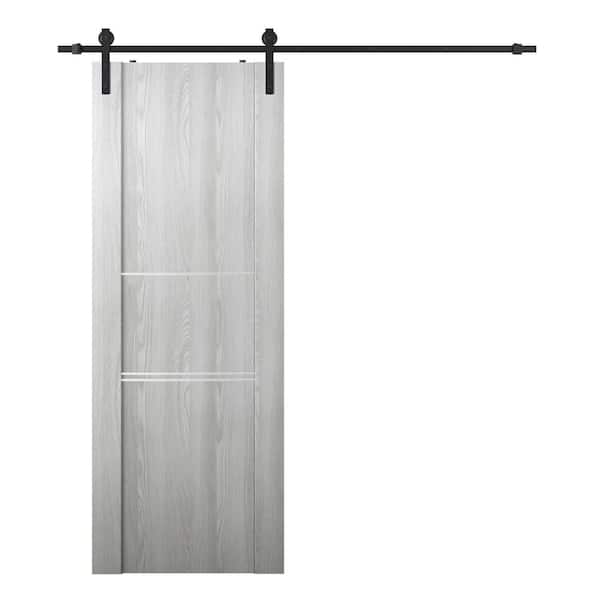 Belldinni Vona 01 3H 30 in. x 80 in. Ribeira Ash Composite Core Wood Sliding Barn Door with Hardware Kit