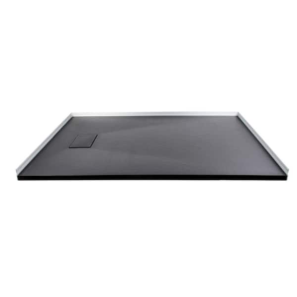 Transolid Zero Threshold 60 in. L x 35.5 in. W Customizable Threshold Alcove Shower Pan Base with End Drain in Black