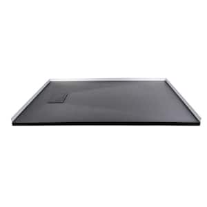 Zero Threshold 63 in. L x 31.5 in. W Customizable Threshold Alcove Shower Pan Base with End Drain in Black