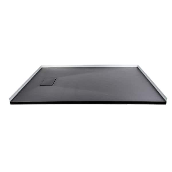 Transolid Zero Threshold 63 in. L x 31.5 in. W Customizable Threshold Alcove Shower Pan Base with End Drain in Black