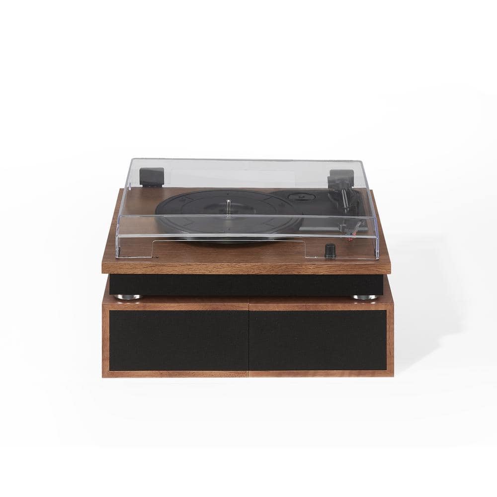 Walnut Belt Drive Bluetooth Vinyl Record Player with Modular Speakers