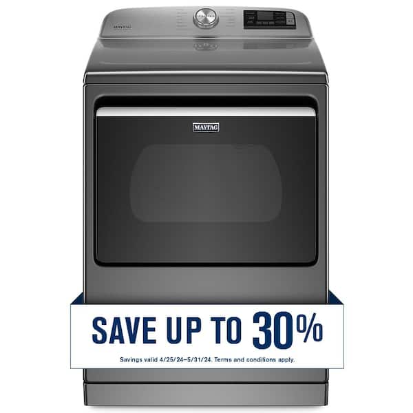 Maytag 7.4 cu. ft. 240-Volt Smart Capable Metallic Slate Electric Vented Dryer with Hamper Door and Steam, ENERGY STAR