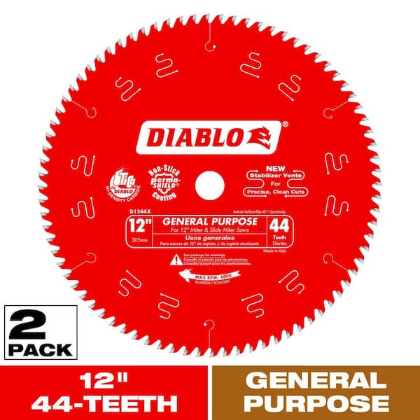 12 in. x 44-Tooth General Purpose Circular Saw Blade Value Pack (2-Pack)