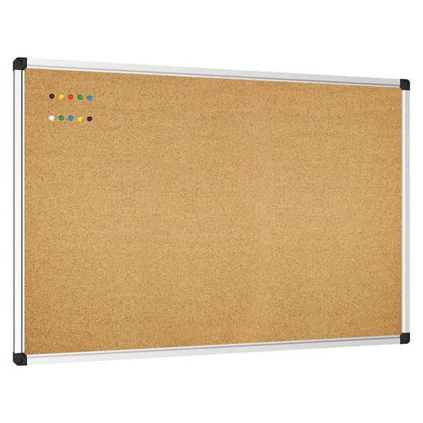 Afoxsos 36 x 24 Cork Bulletin Board with Aluminum Frame and Push Pins for Display Easy Installation and Maintenance