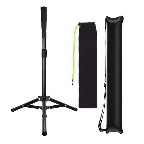 Unbranded Portable Tripod Stand Base Tee, Baseball Tee Batting with Carrying Bag and Sand Bag in Black Outdoor