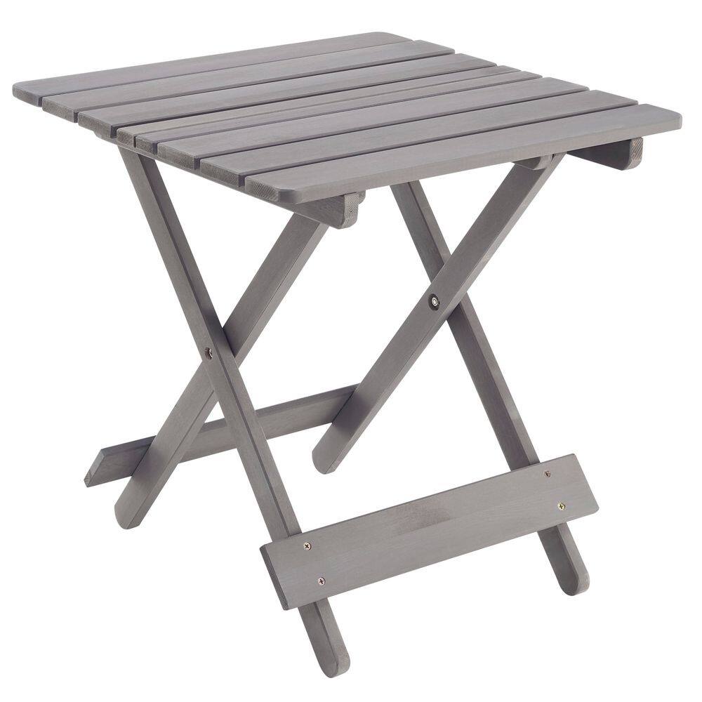 Square Solid Wood Outdoor Side Table, Folding Table for Backyard Balcony, G