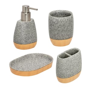4-Piece Bathroom Accessories Set in Resin Grey