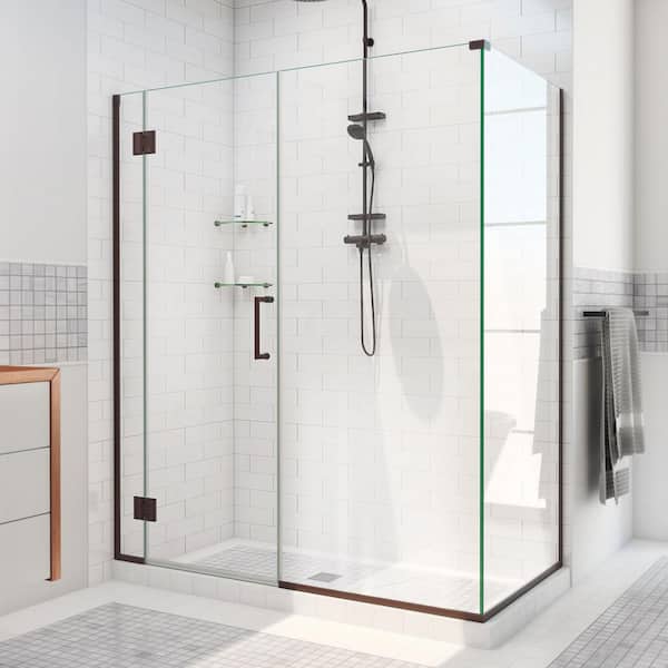DreamLine Unidoor-X 60 in. W x 34-3/8 in. D x 72 in. H Frameless Hinged Shower Enclosure in Oil Rubbed Bronze