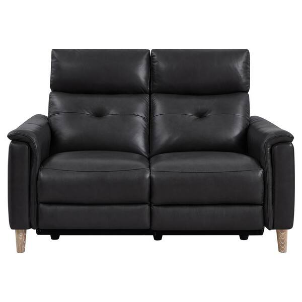 Armen Living Gala Brown Wood and Pewter Genuine Leather Contemporary Loveseat
