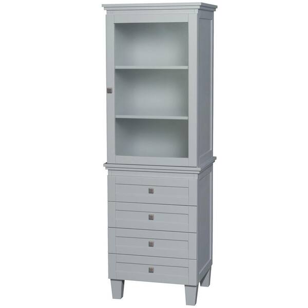 Wyndham Collection Acclaim 24 in. Wx 72-1/4 in. H x 20 in. D Bathroom Linen Storage Cabinet in Oyster Gray