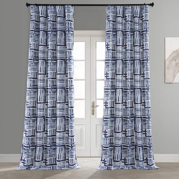 Exclusive Fabrics & Furnishings Hashtag Basic Blue Room Darkening Rod Pocket Curtain - 50 in. W x 96 in. L (1 Panel)
