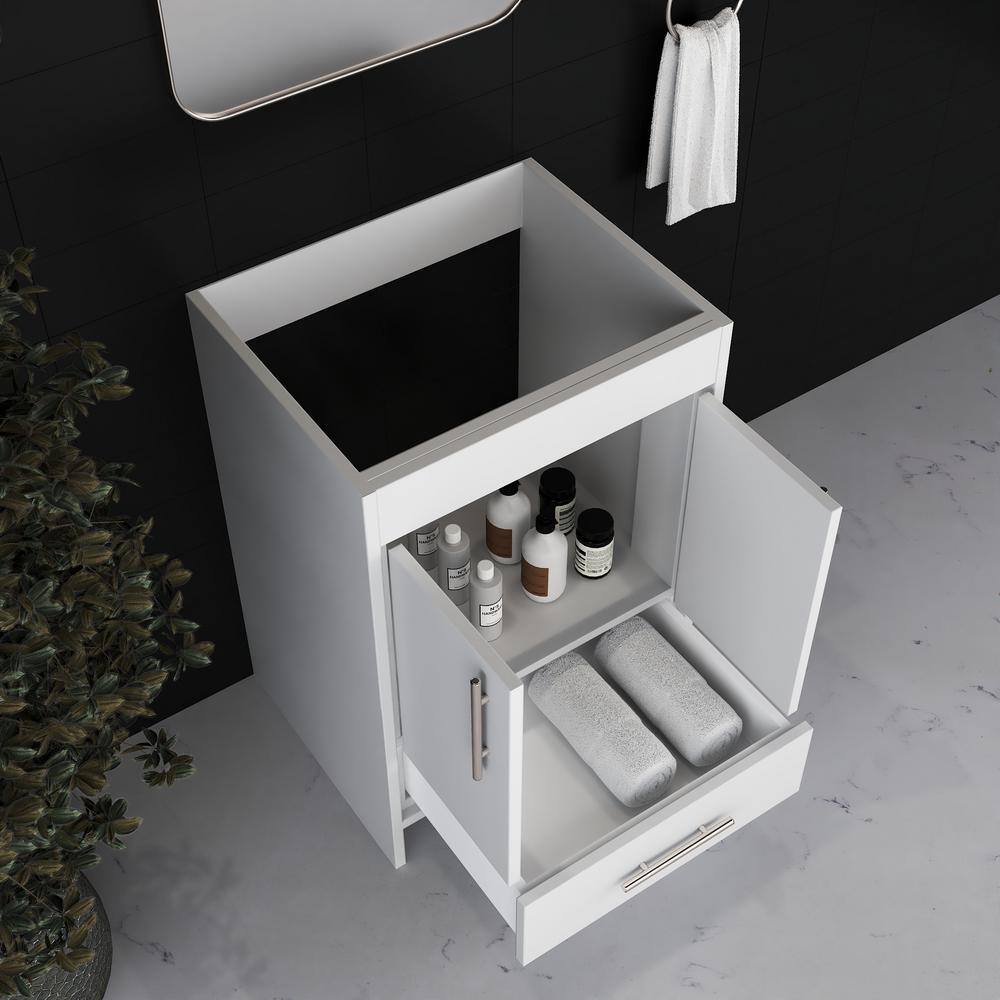 Capri 24" White Modern Bathroom Vanity with Brushed Nickel Handles