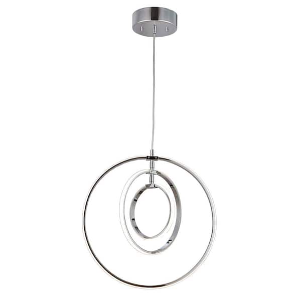 Unbranded 200-Watt Integrated LED Chrome Circular Pendant