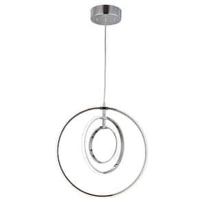 200-Watt Integrated LED Chrome Circular Pendant