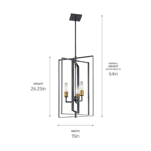 Kichler Taubert 3-Light Black Mid-century Geometric Large Hanging Pendant Light