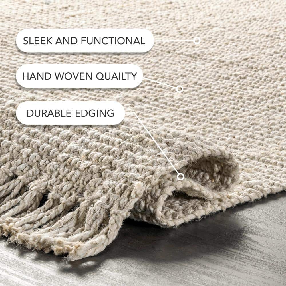 Handmade Bleach White Jute 6' x 9' Rectangular Area Rug