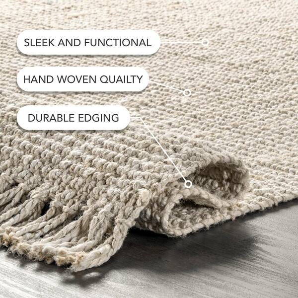 nuLOOM Natura Chunky Loop Jute Off-White 6 ft. Square Rug NCCL01E
