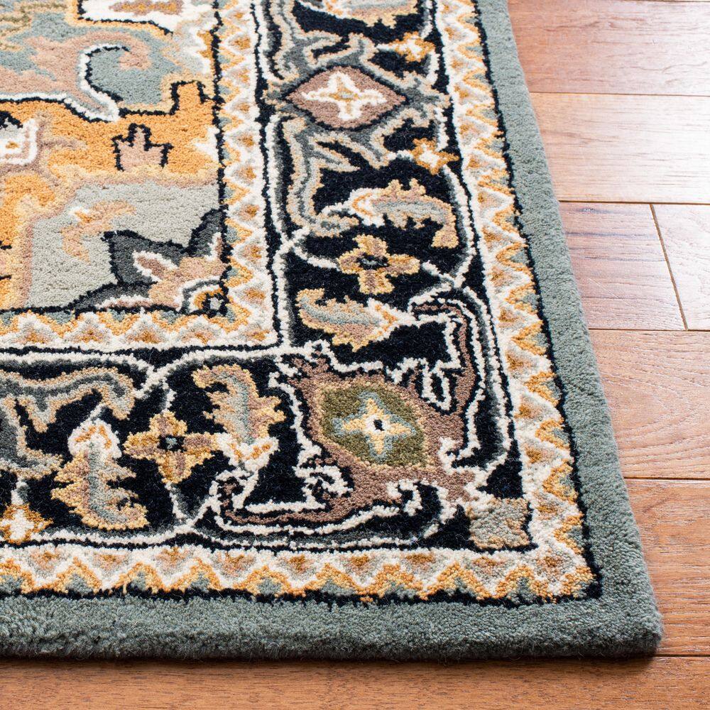 Elegant Heritage Hand-Tufted Wool Square Rug in Gray - 6'x6'