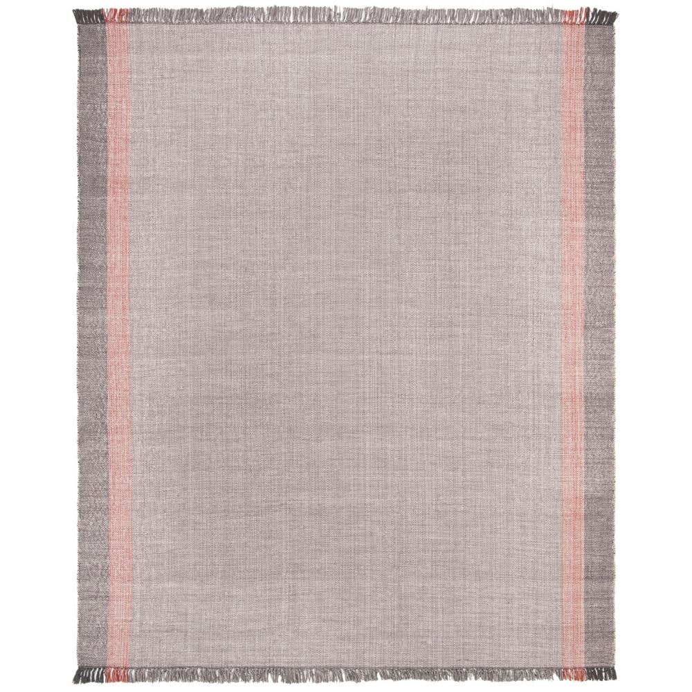 Terracotta and Grey Handwoven Cotton 8' x 10' Area Rug