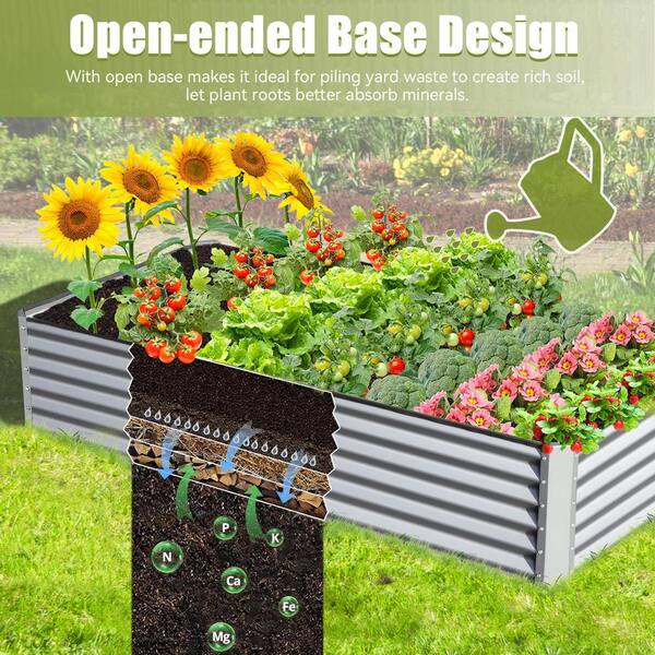 8 ft. x 4 ft. x 1.5 ft. Galvanized Steel Raised Garden Bed