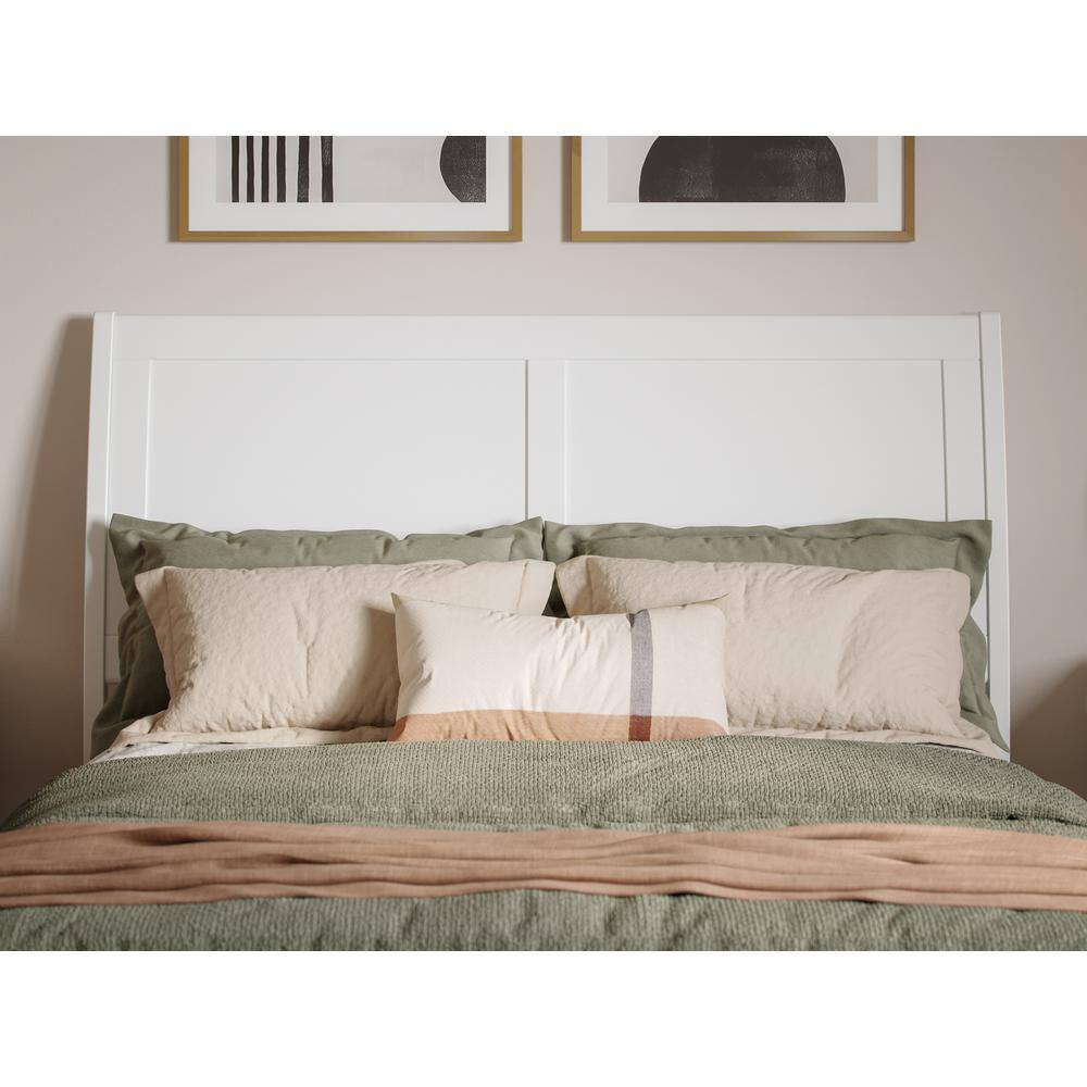 Valencia White Full Sleigh Platform Bed with Wood Frame