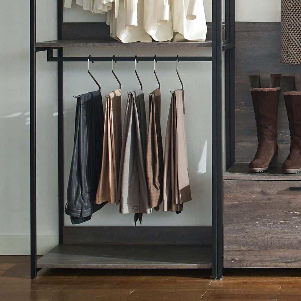 Monica Rustic Gray Wood Walk-In Closet System with Drawer