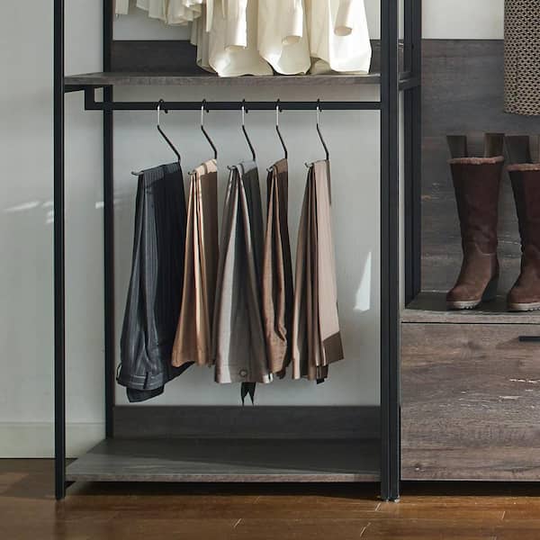 Klair Living Monica 111 in. W Rustic Gray Walk-in Wood Closet
