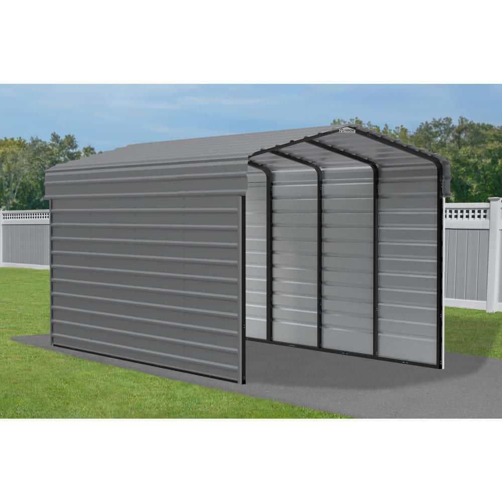 Arrow 10 ft. W x 20 ft. D x 9 ft. H Charcoal Galvanized Steel