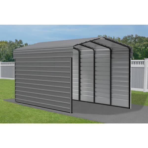 10 ft. W x 20 ft. D x 9 ft. H Charcoal Galvanized Steel Carport with 2-Side Wall Kits