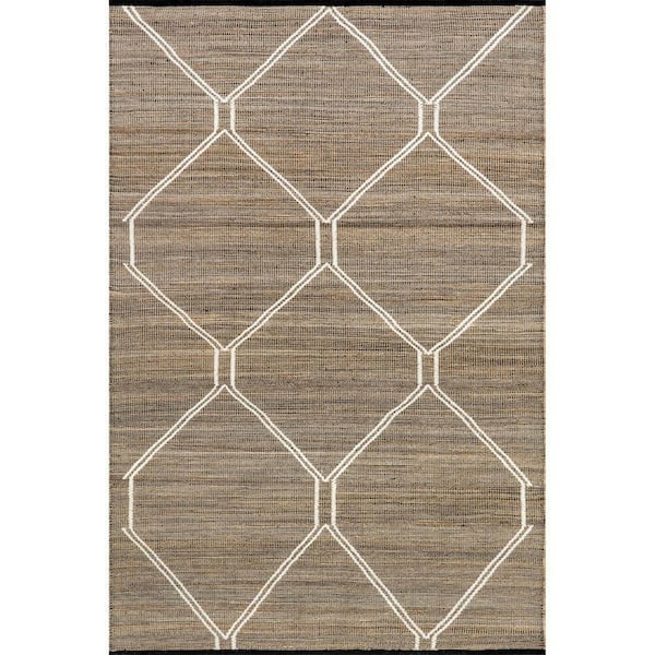 Kurdamir Fleur de Lis Oyster/Chalk 8 ft. x 11 ft. Traditional Polypropylene Area Rug