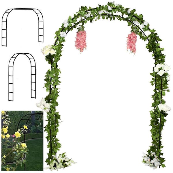 FAWEY TRED INC Outside Dimension: 15 in. x 92 in. x 76 in. Black Easy Garden Arch Arbor