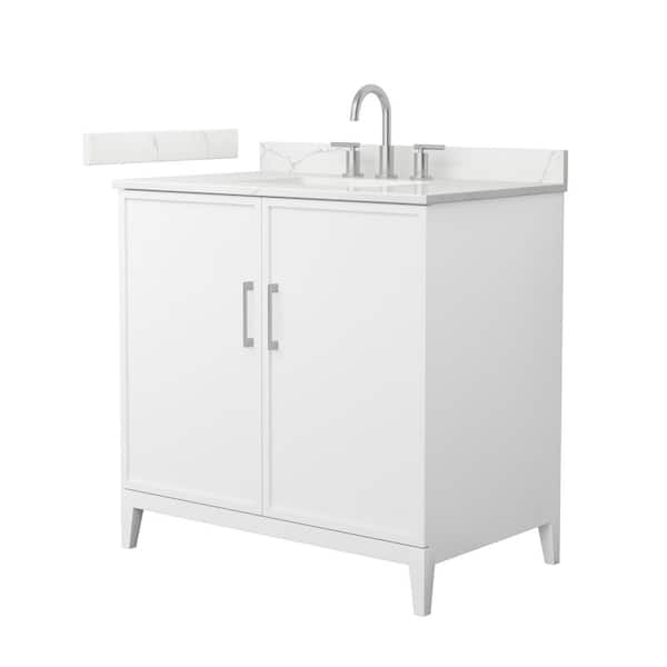 Wyndham Collection Elan 36 in. W x 22 in. D x 35 in. H Single Bath Vanity in White with Giotto Quartz Top