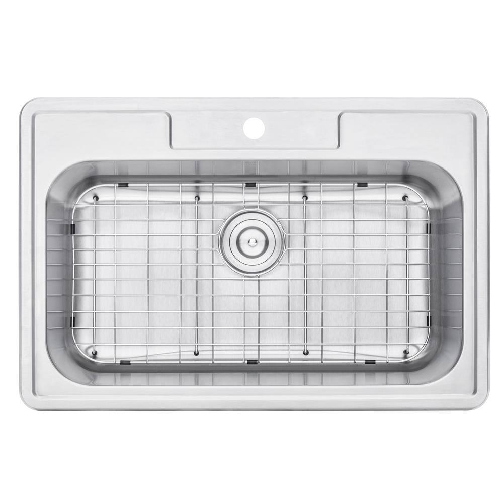 33'' Brushed Stainless Steel Single Bowl Drop-In Kitchen Sink