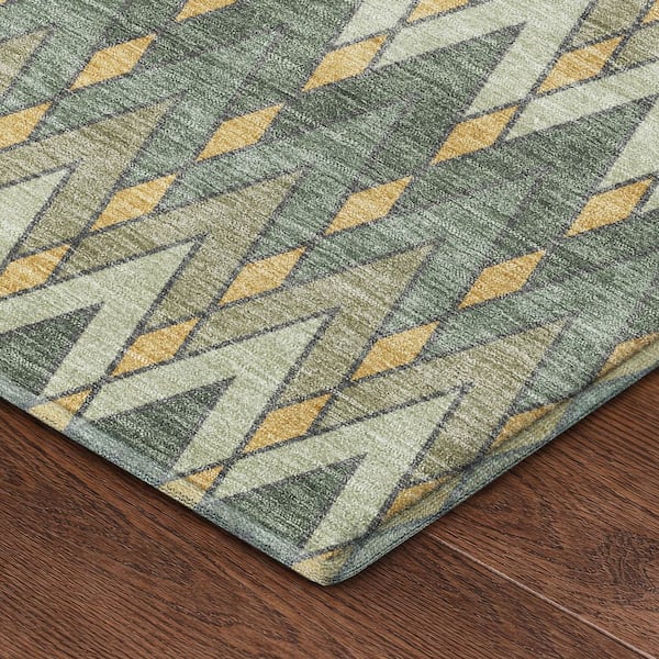 Mayfield Premium Machine Washable Abstract AMF2558 Basil 2 ft. x 3 ft. Accent Rug