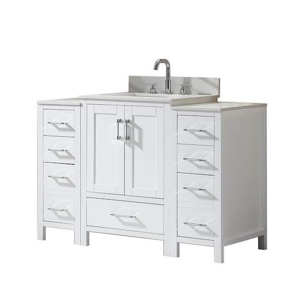 Maincraft 48 in. W x 22 in. D x 34 in. H Bath Vanity in White with Engineered Stone Vanity Top in White with White Basin