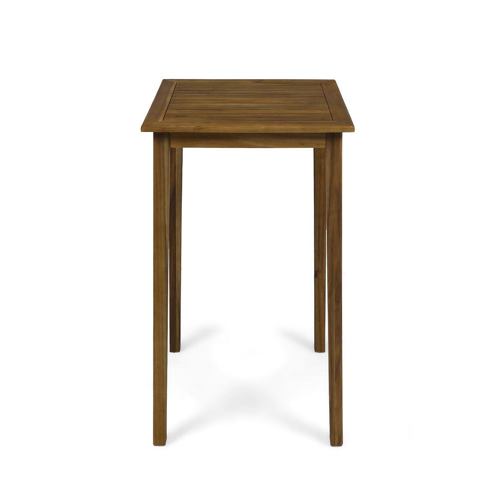 Teak Brown Acacia Wood Square Outdoor Bar Table
