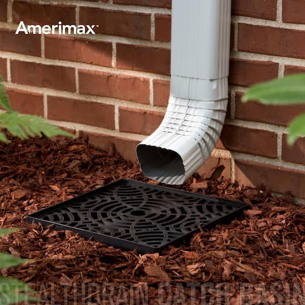Amerimax Home Products - Stealth Drain 12 in. Black Vinyl Catch Basin Downspout Extension Kit