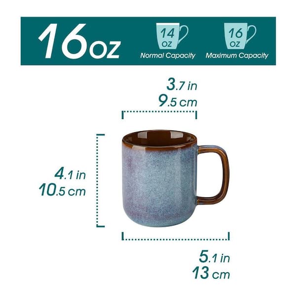 vancasso 16 oz. Grayish-blue and Golden-bronze Stoneware Mug (Set of 4)  Coffee Mugs Tea Coffee Cups Dishwasher and Microwave Safe  VC-ONION-GB-4DBZ-FC
