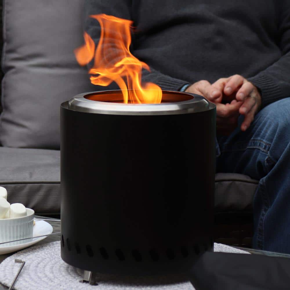 Compact Black Stainless Steel Tabletop Smokeless Fire Pit