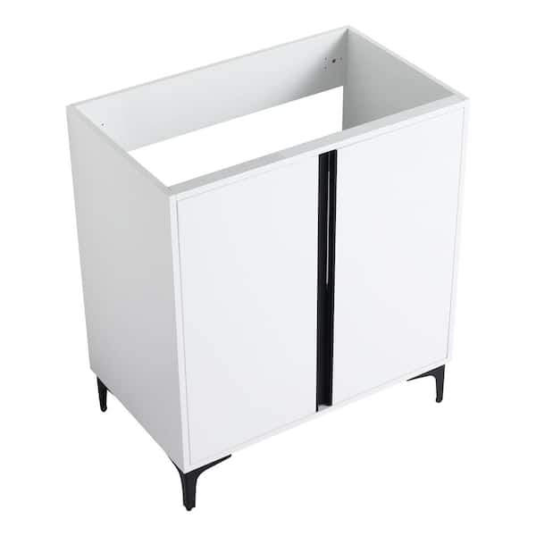 29 in. Freestanding Plywood Bath Vanity Cabinet Without Top, Bathroom Storage Cabinet with Adjustable Shelf in White
