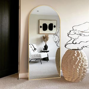 24 in. W x 71 in. H Arched Aluminum Alloy Frame Gold Oversized Full-length Mirror Standing Floor Mirror