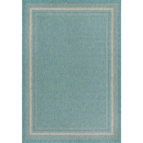 Outdoor Soft Border Aquamarine 8' 0 x 11' 4 Area Rug