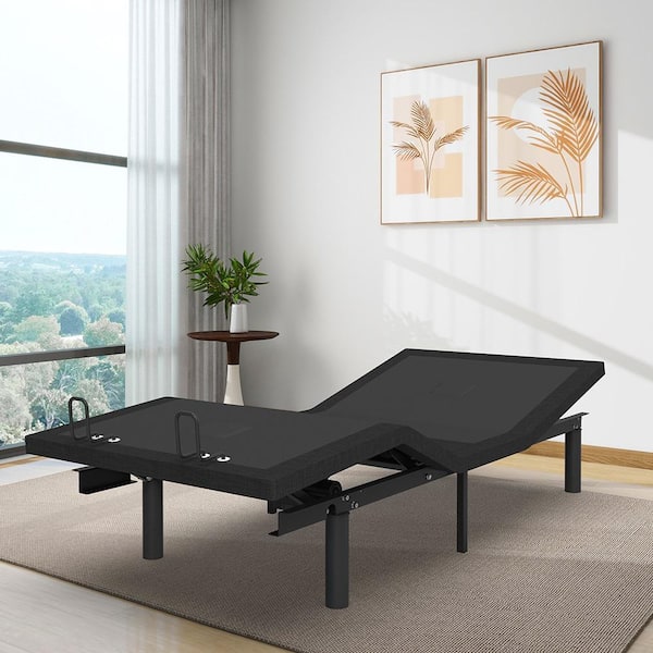 TENONER Black, Twin XL, Adjustable Bed Frame with Voice Control