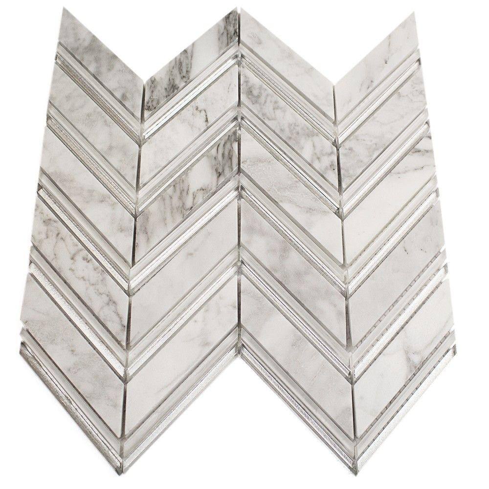 Royal Herringbone Winter 3 in. x 6 in. Polished Marble Floor and Wall Tile Sample price history on PriceWatchPro