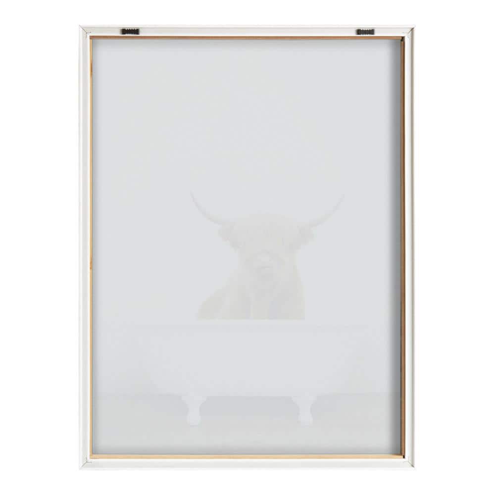 Highland Cow in Tub Framed Glass Wall Art, 18" x 24"