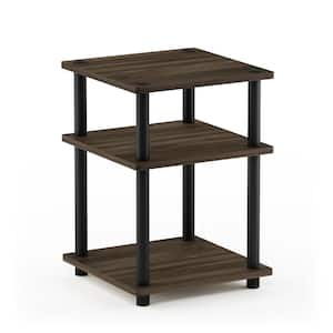 Turn-N-Tube 14.6 in. Columbia Walnut/Black Square Wood End Table with Open Shelf