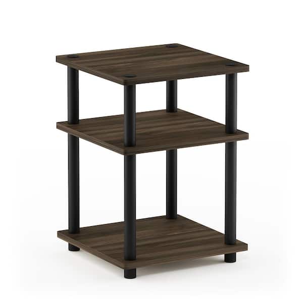 Furinno Turn-N-Tube 14.6 in. Columbia Walnut/Black Square Wood End Table with Open Shelf