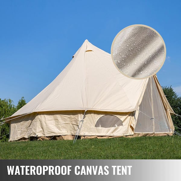 12-Person Waterproof Canvas Bell Tent 19 ft.in Dia. 100% Cotton Canvas Yurt Tent House with Stove Jack in 4 Seasons
